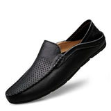 Niulatu Mens Shoes Casual Luxury Brand Summer Men Loafers Genuine Leather Moccasins Light Breathable Slip on Boat Shoes JKPUDUN DJSE
