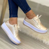 Niulatu 43 Women's PU Leather Platform Sneakers 2025 New Fashion Sport Vulcanized Shoes Woman Lace Up Flats Zapatos De Mujer DJSE