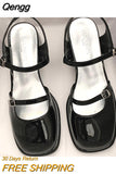 Niulatu Jane Shoes Buckle Pumps Women Thick Heels Elegant Shallow Square Toe Footwear Fashion Outdoor Lady Shoes DJSE