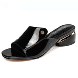 Niulatu Red Sexy Pu Soft Leather Female Flipflop Slippers Summer Fashion Heels Slides Shoes For Girls Comfortable Sandals Woman DJSE