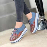 Niulatu Women's Shoes 2025 Trendy Size 43 Flats Women Casual Platform Shoes Woman Socofy Lace Up Loafers Shoes Zapatillas Mujer DJSE