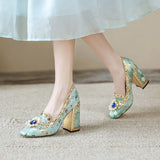 Niulatu Women's Retro Rhinestone Pearl Pumps 2025 new Super High Heels Vintage Wedding Party Shoes Size 43 blue black FT1881 DJSE