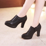 Niulatu 32-43 Deep Mouth Pumps Women Platform Shoes Block Heel 2025 Oxfords High Heels Shoes Soft Leather for Work Dance DJSE