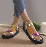 Niulatu Women Summer Ankle Strap Sandals Rainbow Color Platform Wedges Heel Peep Toe Fashion Casual Beach Ladies Shoes Zapatos De Mujer DJSE