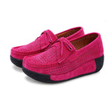 Niulatu Women Casual Shoes Genuine Leather Holes Platform Women Sneakers Shoes Cutout Suede Slip On Shoes Woman WSH3351 DJSE