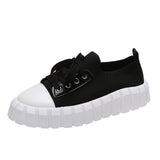 Niulatu Women's Stylish Sneakers 2025 Spring New Stretch Fabric Ladies Lace Up Casual Shoes 36-43 Large-Sized Female Comfy Flats DJSE