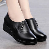 Niulatu Mom Wedges Platform Shoes for Women 2025 Black Leather Sneaker Woman Nurse Shoes Summer Flats DJSE