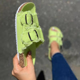 Niulatu Shoes Women Comfortable Sandals Ladies Slip-On Wedge Sandals Sports Beach Walk Shoes Summer Fashion Denim Casual Sandalias DJSE