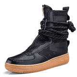 Niulatu Shoes Fashion Sneakers Men Motorcycle Desert Boots High Top Sneakers Cross Strap Trainers Adult Footwear Size 46 DJSE