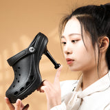 Niulatu Women Sandals Hole Hole Slippers Sexy Heel Slippers Sandal Shoes Woman Thin High Heels Sandal Lady Pump Heels Woman DJSE