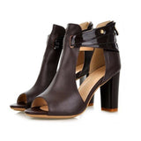 Niulatu Women Sandals High Heeled Gladiator Buckle Sandals Peep Toe Women Summer Shoes Zapatos Mujer Size DJSE