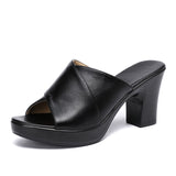 Niulatu Fashion Women Sandals Comfortable Genuine Leather Thick Heels Women's Casual Shoes Summer Platform Sandal Plus Size 42 DJSE