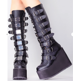 Niulatu Women Motorcycle Boots Strange Style High Heels Platform Woman Over The Knee High Boots Party Club Platform Boots Platform Shoes DJSE