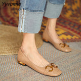 Niulatu Women Spring Pumps Fasion French Retro Square Toe Brushed Metal Thick Medium Heels Boat Female Slip-on Professional Shoes Mujer DJSE