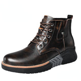 Niulatu Men Boots Elevator Shoes Height Heightening Man Increase Insole 7cm Leather Motorcycle Winter Fashion DJSE