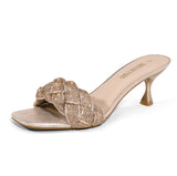 Niulatu Women¡¯s Stilettos Heels Open Square Toe Comfort Low Kitten Heels Sexy Dress Pumps Sandals Party Daisy Shoes Woman DJSE