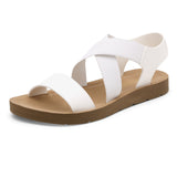Niulatu Women's Elastic Ankle Strap Summer Flat Sandals Casual Beach Shoes For Woman Classics Non-slip Lightweight Sandals DJSE
