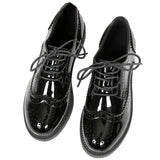 Niulatu Women Brogue Shoes Oxford Flats Autumn Spring Woman Full Black Office Ladies Female Derby Shoes DJSE