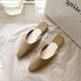 Niulatu Fashion Pointed Toe Mules Women Summer Slippers Candy Color Flats Slip-on Holiday Ladies Sandals Slides PU Women Shoes DJSE