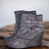 Niulatu Ankle Boots for Women Suede Wedges Zipper Solid Color Short Booties Round Toe Shoes Boots-women Dropshipping 2025 DJSE