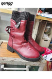 Niulatu Women Winter Mid-Calf Boots Flock Winter Shoes Ladies Fashion Snow Boots Shoes Thigh High Suede Warm Botas Zapatos De Mujer DJSE