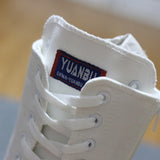 Niulatu 2025 Spring Autumn Women Canvas Casual Shoes Long Knee High Boots Lace-Up Zipper Comfortable Flat Sneakers Small Size DJSE