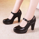 Niulatu 32-43 Block Heel Platform Shoes Women Pumps 2025Black Mary Janes Soft Leather High Heels Office Party Dress Shoe DJSE