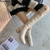 Niulatu Women Warm Long Boots Woman Knee High Booties Ladies Shoes Platform Thick Heel PU Leather Soft Zipper Woman Fashion Winter 2025 DJSE