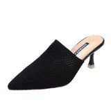 Niulatu Breathable High heels Mules slippers women 2025 summer shoes women Pointed Toe Thin Heels Fashion Party ladies shoes DJSE