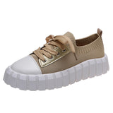 Niulatu Women's Stylish Sneakers 2025 Spring New Stretch Fabric Ladies Lace Up Casual Shoes 36-43 Large-Sized Female Comfy Flats DJSE