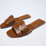Niulatu Women's Flat Slippers Sandals Shoes For WomanOpen Toe Rear Empty Beach Shoes Luxury Designer Shoes Flat Sandal DJSE