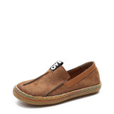 Niulatu stitching shoe covers, faux leather loafers, flat-bottomed casual spring round-toed single shoes, tendon bottom DJSE