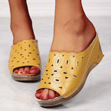 Niulatu Women Shoes Sandals Fish Mouth Wedges Sandals Open Toes Hollow Out Women's Shoes Slip On Women Shoe Female Footwear DJSE