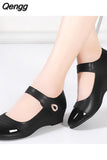 Niulatu Women's Black Working Shoes Mother Shoe Soft Sole Comfortable Mid-heel Single Shoes Non-slip Leather Shoes for Middle-aged Women DJSE