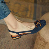Niulatu Summer Elegant Office Ladies Shoes Women Casual Shoes Square Heel Sandals Slip on Woman Flats Vintage Sandals DJSE