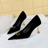 Niulatu Spring New Brand Women Slipper Fashion Big Rivet Ladies Elegant Sandal Thin High Heel Pointed Toe Mules Shoes DJSE