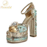 Niulatu women's platform party wedding crystal sandals luxury female embroidery shoes super high heels plus size FT1880 DJSE
