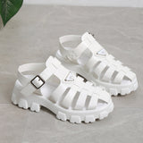 Niulatu To School Summer Fashion Gladiator Women Narrow Band Cross-Tied Platform Square Heel Peep Toe Rome Design Sexy Mature Shoes Ladies Female DJSE