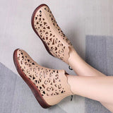 Niulatu Women's Hollow Out Zip Platform Breathable Boots Shoes for Women Botas Femininas Botines De Mujer Zapatos Chaussure DJSE