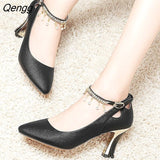 Niulatu Bridal Shoes for Women Autumn Round Toe Block Heels Rhinestone Pearl Platform High Quality Pumps Woman's Shoes DJSE