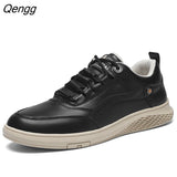 Niulatu Skin Leather Mens Casual Shoes Slip Resistent Rubber Luxury Man Leisure Leather Shoes For Male Canvas shoe DJSE