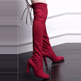 Niulatu to college 2025 Winter Women's Over The Knee Boots Women Suede Woman Skinny Knee High Heels Ladies Autumn Sexy Pumps Female Long Boot Shoes DJSE