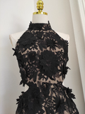 Niulatu Sheath Irregular Hem Black Homecoming Dresses Short Lace Birthday Outfits SD272