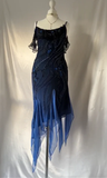 Niulatu Navy Blue Chiffon Beaded Evening Dress Formal Party Prom Dress HZ1007