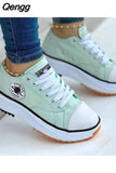Niulatu Women Fashion Platform Low-top Women Single Shoes Thick-soled Candy Color Flats Female Canvas Shoes 2025 DJSE
