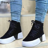 Niulatu Women Boots Ladies Chunky Heel Platform Round Toe Shoes Denim Ankle Women Boots Jeans Casual High-top Sneakers Women's Shoes DJSE