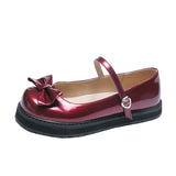 Niulatu Women 2025 Lolita shoes bow red white Autumn Singles Japanese Cute Round Head Soft Girl Loli Shoes Mary Jane shoes DJSE