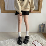 Niulatu To School Uniform Shoes Small Leather Shoes Female British Girl Japanese Wild Black Retro Mary Jane Shoes Lolita Platform Shoes Low Hee DJSE