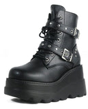 Niulatu Women Motorcycle Boots Strange Style High Heels Platform Woman Over The Knee High Boots Party Club Platform Boots Platform Shoes DJSE