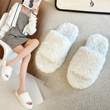 Niulatu New Fashion Furry Slippers for Women's Outer Wear Thick-soled Warm Cotton Slippers Comfortable Platform Shoes DJSE